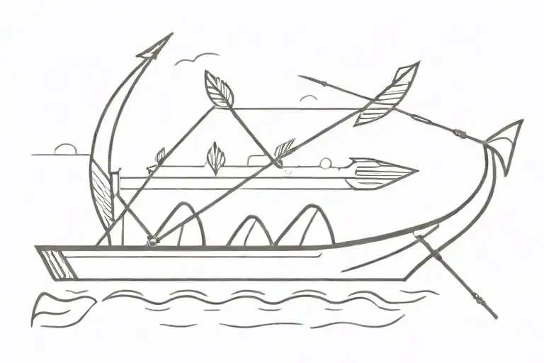 5 arrows in a horizontal row boat tattoo design idea