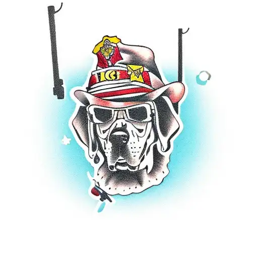 Sicario dog with guns killing people tattoo design idea