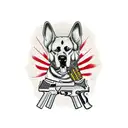 Sicario dog with guns killing people tattoo design idea