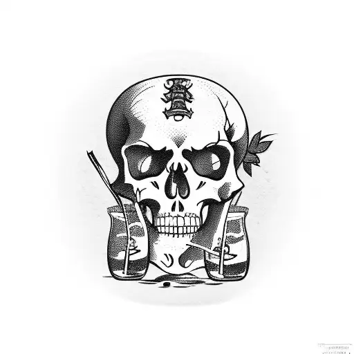 skeleton with beer tattoo design idea