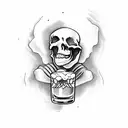 skeleton with beer tattoo design idea