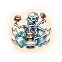 skeleton with beer tattoo design idea