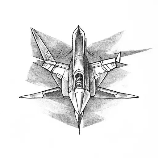 paper airplane with a fight jet as a shadow  tattoo design idea