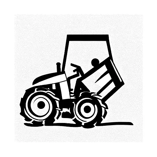 tractor with hands tattoo design idea