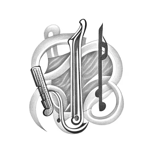 Musical stave with musical notes tattoo design idea