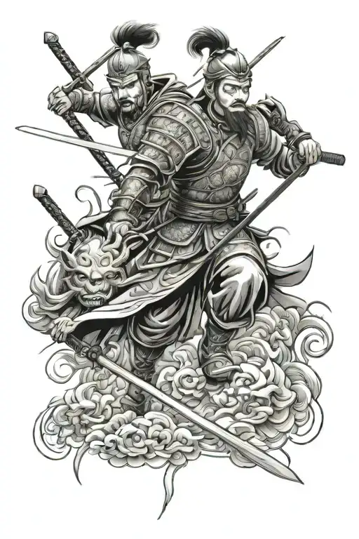 Chinese warriors  tattoo design idea