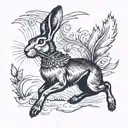 hare running tattoo design idea