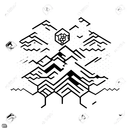a honeycomb style tatoo, with a mountain and electronic circuit tattoo design idea