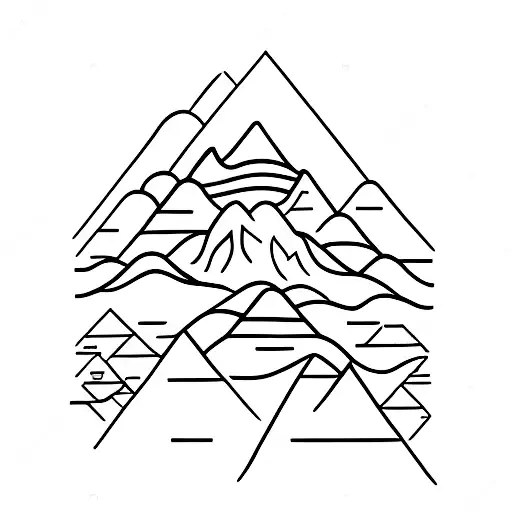 A minimalist tattoo of a snow-capped mountain with binary code subtly incorporated into the design tattoo design idea