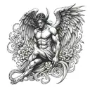 fallen angel half demon tattoo design idea