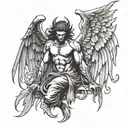 fallen angel half demon tattoo design idea