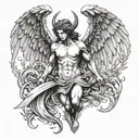 fallen angel half demon tattoo design idea