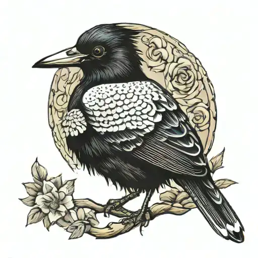 Australian magpie tattoo design idea
