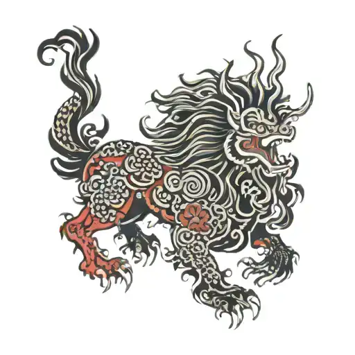 red Japanese Kirin tattoo design idea