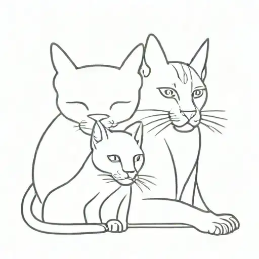 A cat inside a dog inside a cougar in one line tattoo design idea