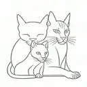 A cat inside a dog inside a cougar in one line tattoo design idea
