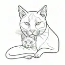 A cat inside a dog inside a cougar in one line tattoo design idea
