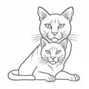 A cat inside a dog inside a cougar in one line tattoo design idea