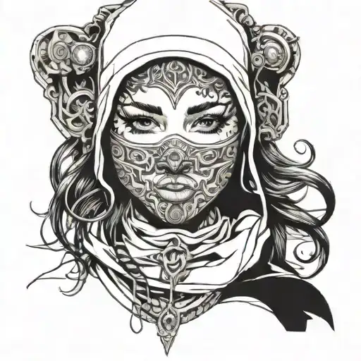 "errybody killa" balaclava girl wearing tattoo design idea