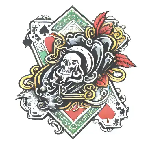 god dealing pocket aces poker card tattoo design idea
