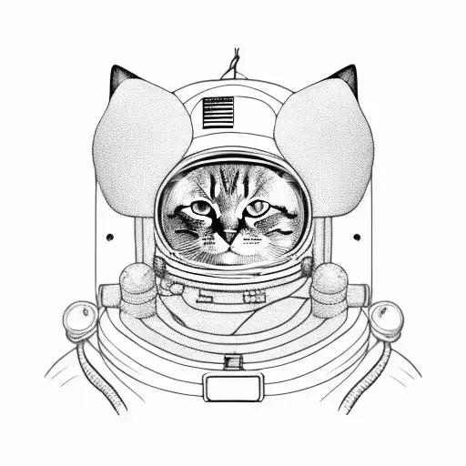 cat wearing astronaut suit tattoo design idea