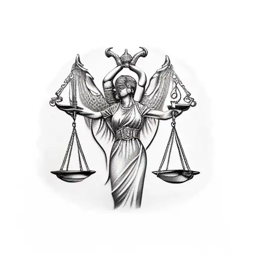lady justice tattoo design idea