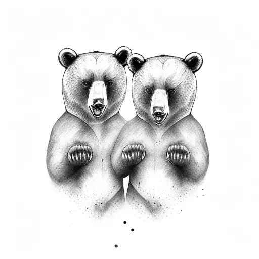 two bears facing each other with an arbutus tree in between  tattoo design idea