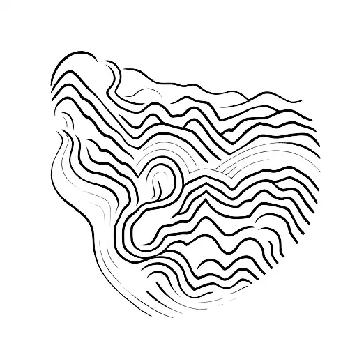 A mountain range depicted as soundwaves, representing the client's passion for mountain climbing and music. tattoo design idea