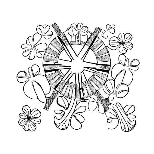 tattoo design with roman numerals for 2021 and a 4 leaf clover tattoo design idea