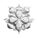 tattoo design with roman numerals for 2021 and a 4 leaf clover tattoo design idea