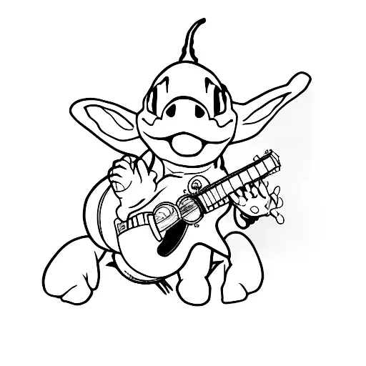 stitch as yoshi tattoo design idea