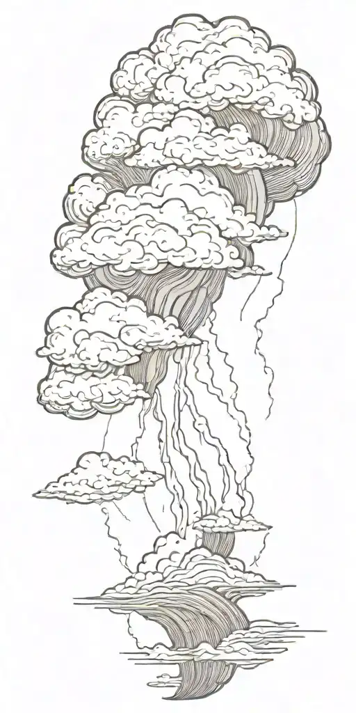 Lightning storm clouds and crashing waves tattoo design idea