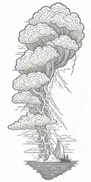Lightning storm clouds and crashing waves tattoo design idea