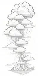 lots of Lightning storm clouds raining hard  with rough waves representing uncertainty tattoo design idea