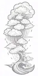 Lightning storm clouds and crashing waves tattoo design idea