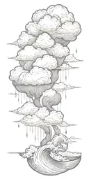 Lightning storm clouds and crashing waves tattoo design idea