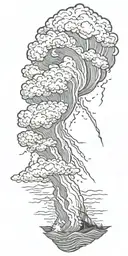 Lightning storm clouds and crashing waves tattoo design idea