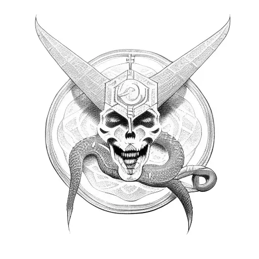 jesuschrist fighting the serpent with a sword tattoo design idea