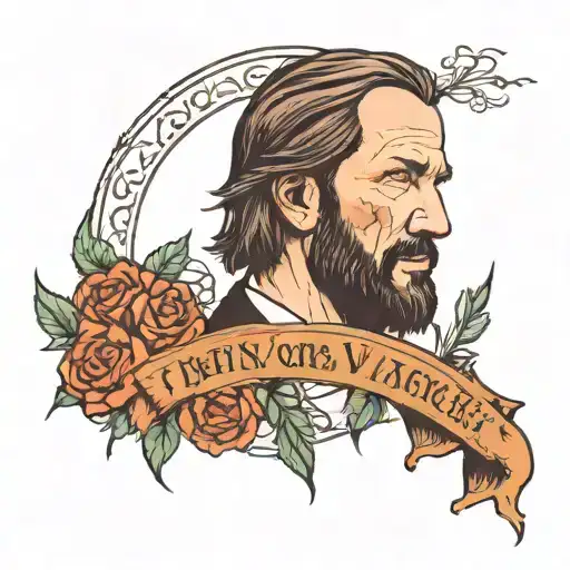draw a tatoo with John's Wick face and with  words on that face "Fortis Fortuna Adiuvat" tattoo design idea