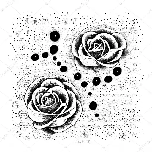 kanji text with roses and blood tattoo design idea