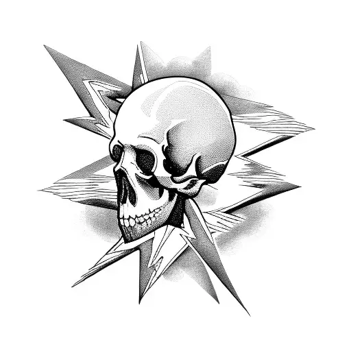 Incorporate heavy metal imagery such as skulls, lightning bolts, and chains into a guitar design tattoo design idea