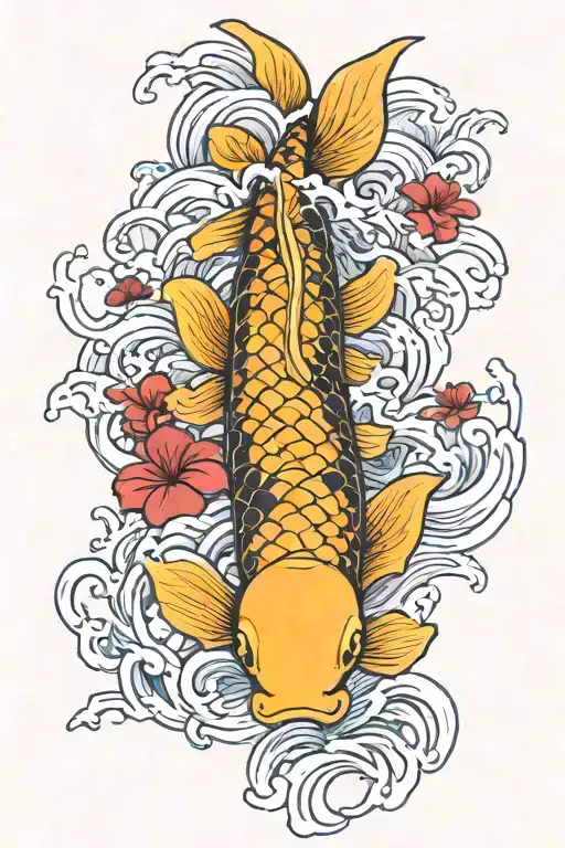 koi fish swimming upstream tattoo design idea