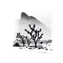 joshua tree with mountain background tattoo design idea