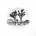 joshua tree with mountain background tattoo design idea