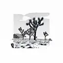 joshua tree with mountain background tattoo design idea