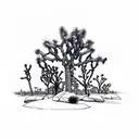 joshua tree with mountain background tattoo design idea