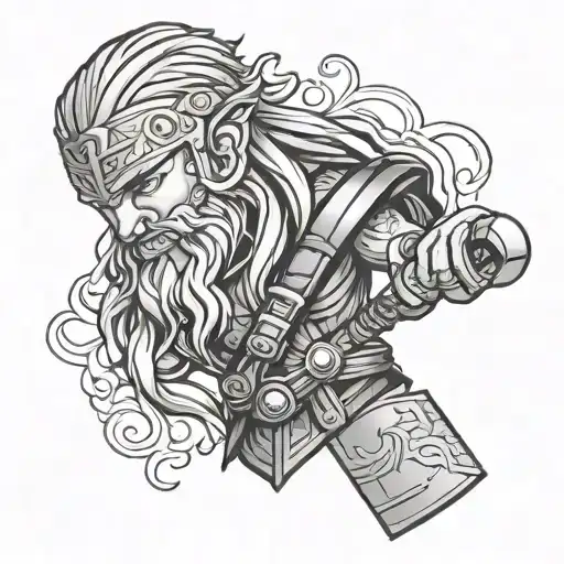 little hammer thor god tattoo design idea