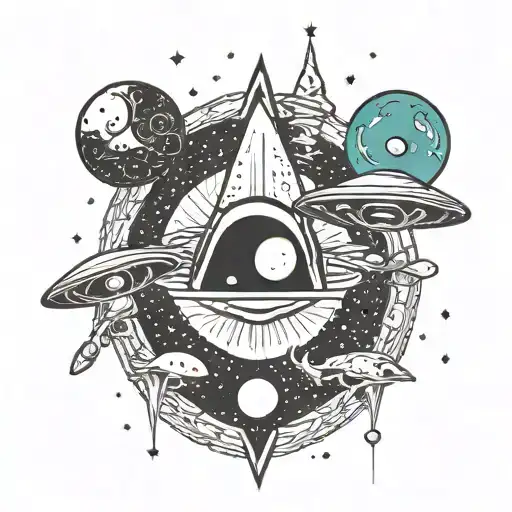 multiverse, portal, aliens, secret symbol tattoo design idea
