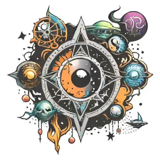multiverse, portal, aliens, secret symbol tattoo design idea
