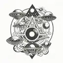 multiverse, portal, aliens, secret symbol tattoo design idea